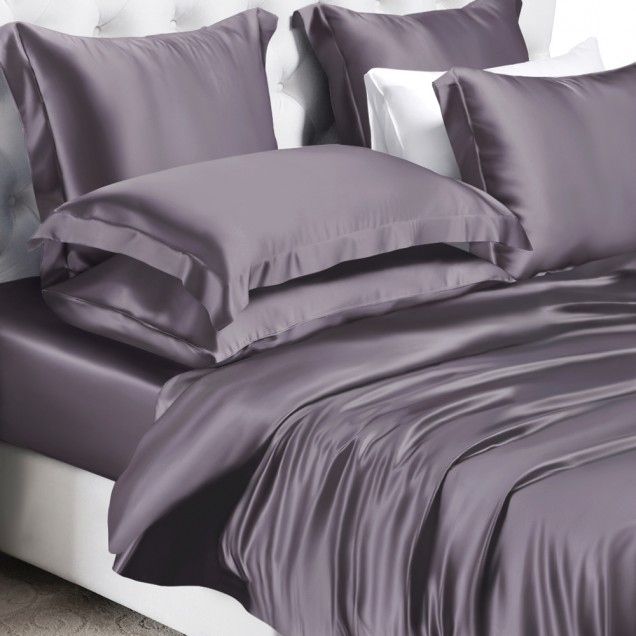 Slate Gray 22 Momme Mulberry Silk Duvet Cover UK Slate Gray 22 Momme Mulberry Silk Duvet Cover UK