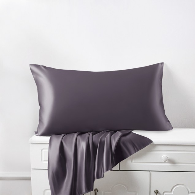 Slate Gray 22 Momme Mulberry Silk Pillowcase with Hidden Zipper UK Slate Gray 22 Momme Mulberry Silk Pillowcase with Hidden Zipper UK