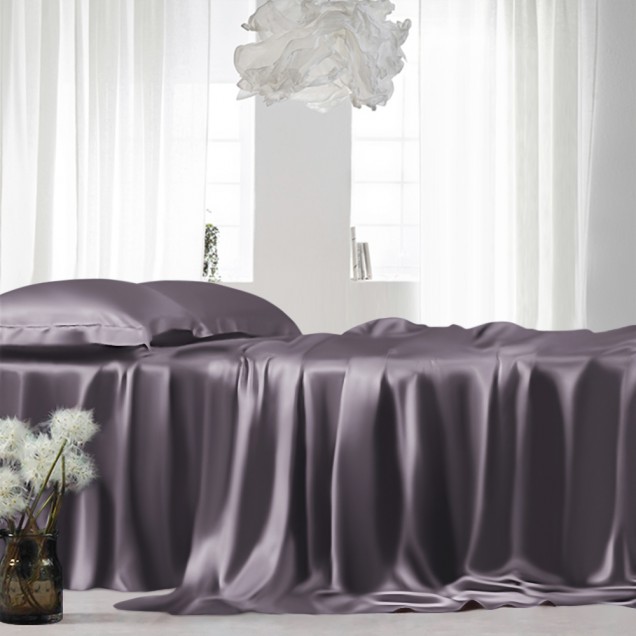 Slate Gray 22 Momme Mulberry Silk Sheet Set UK Slate Gray 22 Momme Mulberry Silk Sheet Set UK