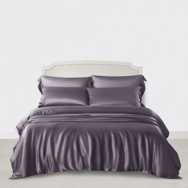 Slate Gray 3 PCS 22 Momme Mulberry Silk Duvet Cover Set UK Slate Gray 3 PCS 22 Momme Mulberry Silk Duvet Cover Set UK