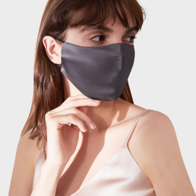 Slate Gray & Black Double-Sided 22 Momme Silk Face Mask UK Slate Gray & Black Double-Sided 22 Momme Silk Face Mask UK