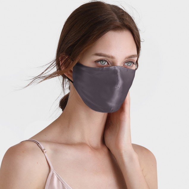 Slate Gray & Black Double-Sided 22 Momme Silk Face Mask UK Slate Gray & Black Double-Sided 22 Momme Silk Face Mask UK