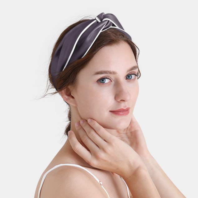 Slate Gray & Ivory Silk Headband UK Slate Gray & Ivory Silk Headband UK