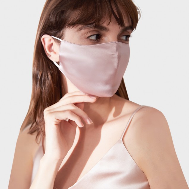 Suede Rose & White Double-Sided 22 Momme Silk Face Mask UK Suede Rose & White Double-Sided 22 Momme Silk Face Mask UK