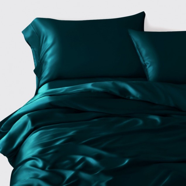 Teal 22 Momme Mulberry Silk Duvet Cover UK Teal 22 Momme Mulberry Silk Duvet Cover UK