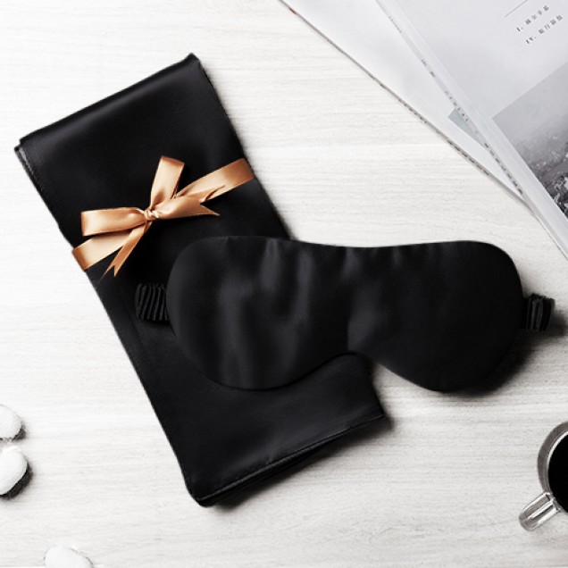 Two Piece Silk Gift Set Black Pillowcase & Eye Mask UK Two Piece Silk Gift Set Black Pillowcase & Eye Mask UK