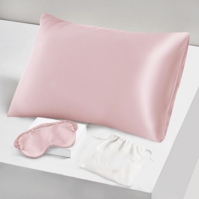 Two Piece Silk Gift Set Suede Rose Pillowcase & Eye Mask UK Two Piece Silk Gift Set Suede Rose Pillowcase & Eye Mask UK